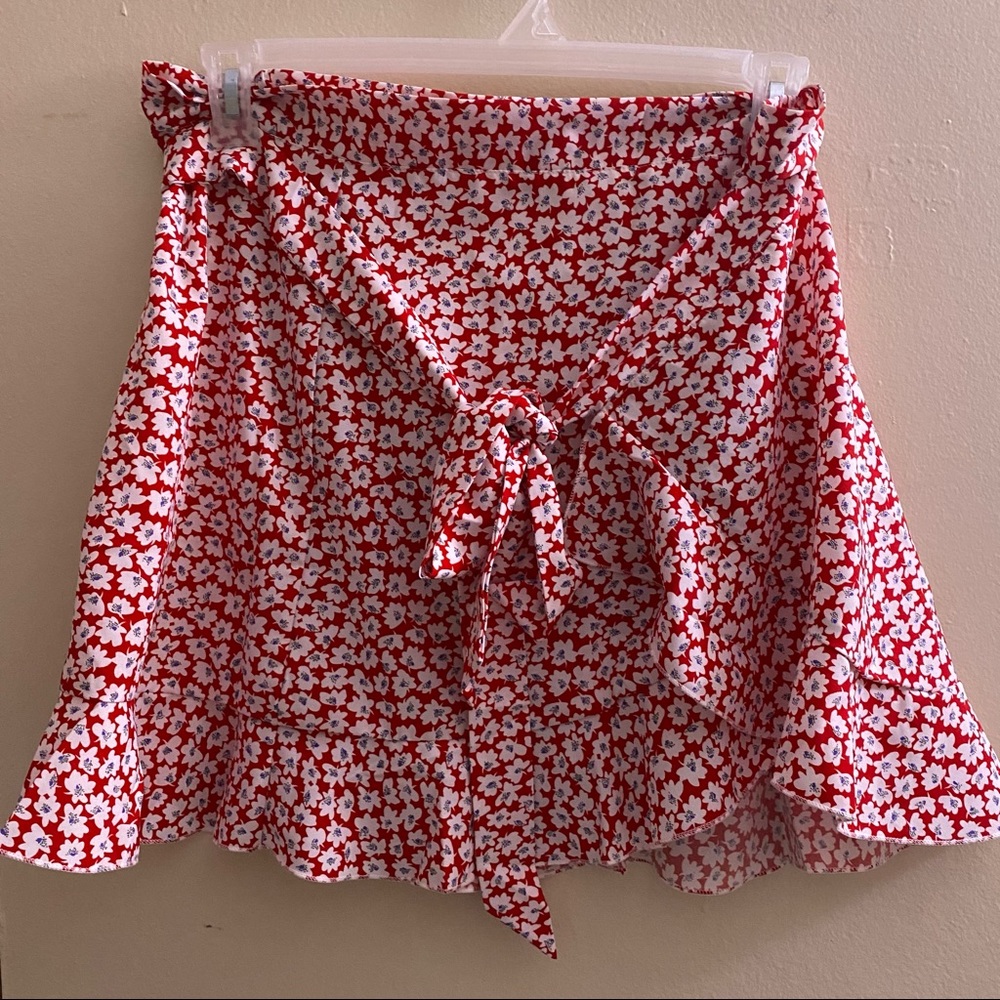 Flowery Wrapped Skirt